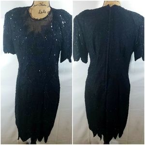 EUC  vintage black sequin cocktail dress sz 10